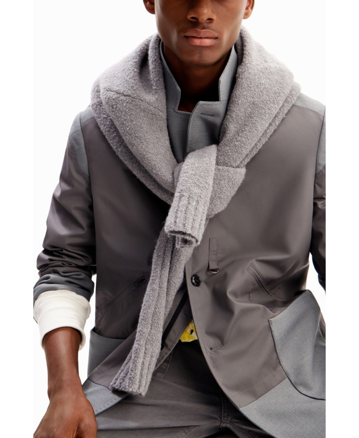 Desigual Men's Hybrid Pockets Blazer In Gray