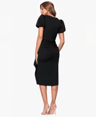 Women's Draped Puff-Sleeve Sheath Dress