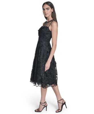 Women's Crew Neck Illusion Midi Dress