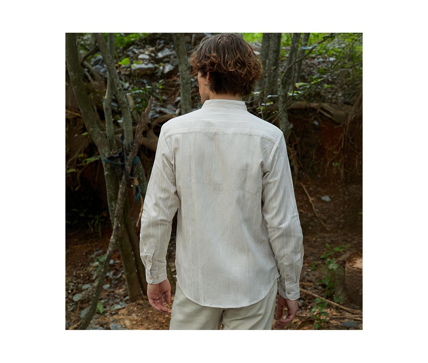 Мужская рубашка Cahoot Campus Sutra Pencil-Striped, цвет: Бежевый / Хаки — фото 5