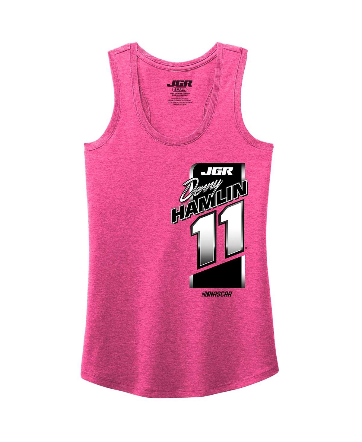Joe Gibbs Racing Team Collection Women's Pink Denny Hamlin Name Number Racerback Tank Top In Pink