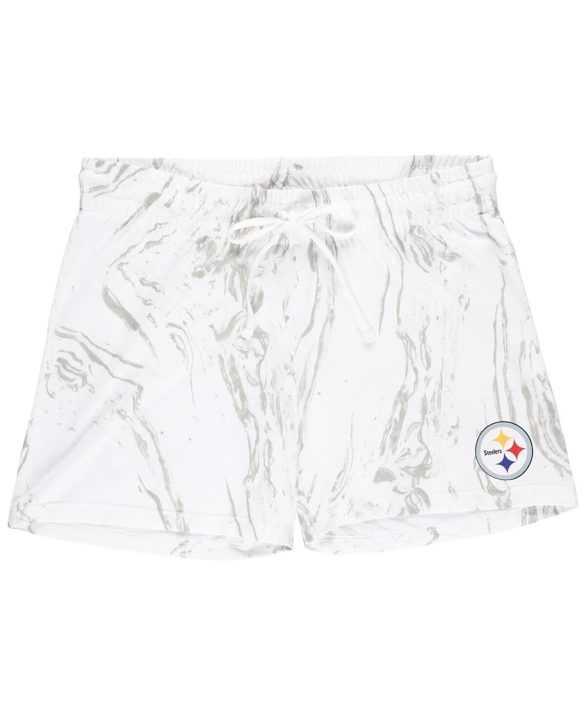 Concepts Sport Women's White Pittsburgh Steelers Plus Size Quartz Tank Top And Shorts Set In White