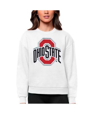 Antigua - Women's White Ohio State Buckeyes Victory Crewneck Pullover Sweatshirt