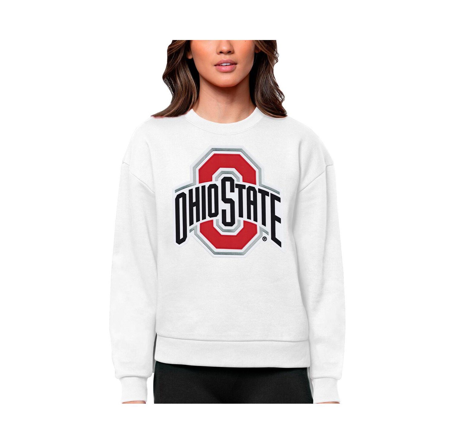 Women's White Ohio State Buckeyes Victory Crewneck Pullover Sweatshirt