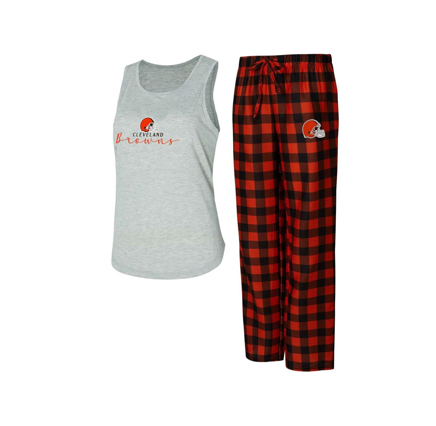 Women's Gray/Brown Cleveland Browns Petition Tank Top and Pants Sleep Set