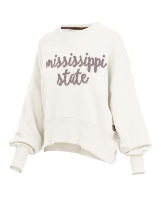 Women's Cream Mississippi State Bulldogs Chelsea Oversized Pullover Sweatshirt