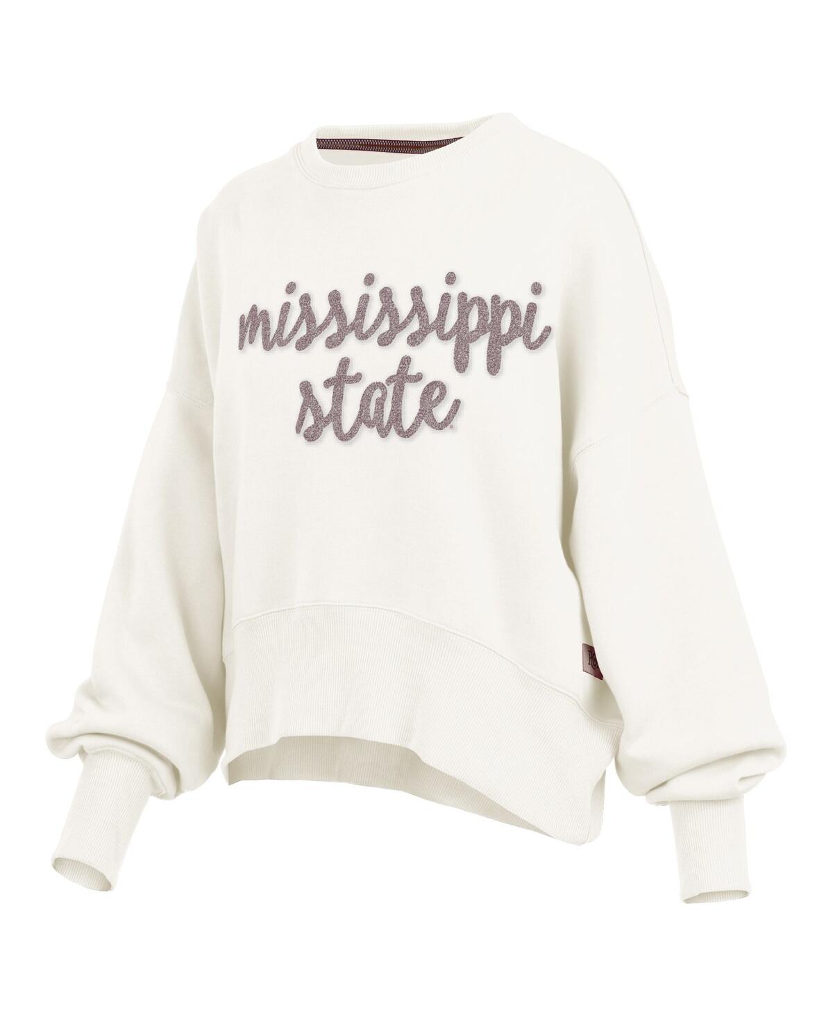 Pressbox Women's Cream Mississippi State Bulldogs Chelsea Oversized Pullover Sweatshirt In White