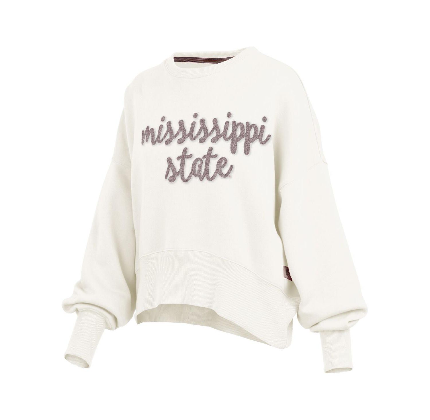 Women's Cream Mississippi State Bulldogs Chelsea Oversized Pullover Sweatshirt