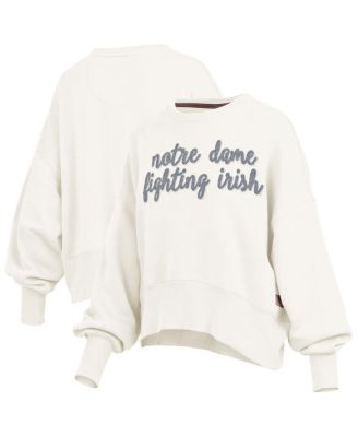 Pressbox - Women's Cream Notre Dame Fighting Irish Oversized Chelsea Waist Length Pullover Sweatshirt