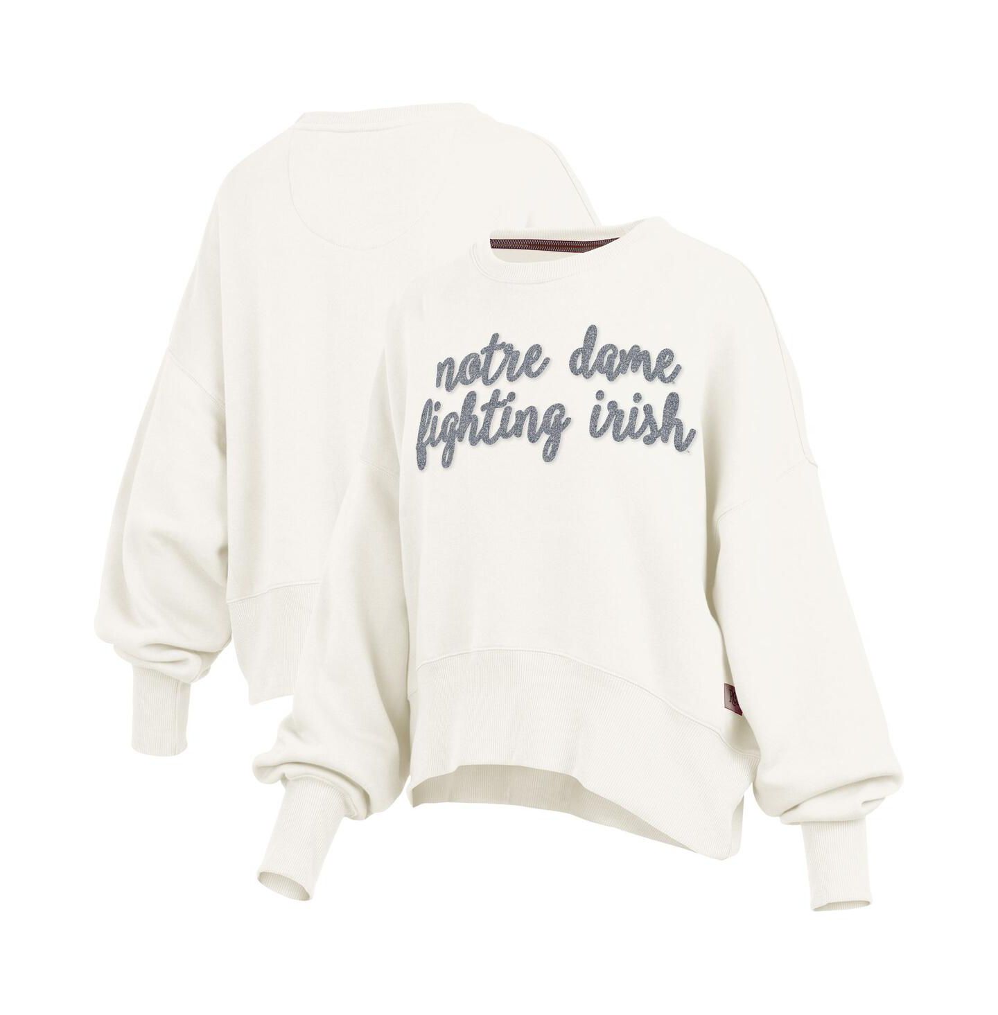 Женский свитшот Pressbox Cream Notre Dame Fighting Irish Oversized Chelsea Waist Length Pullover — фото 1