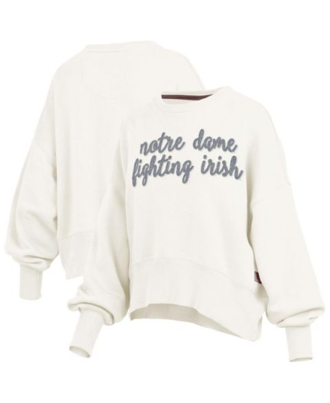 Женский свитшот Pressbox Cream Notre Dame Fighting Irish Oversized Chelsea Waist Length Pullover