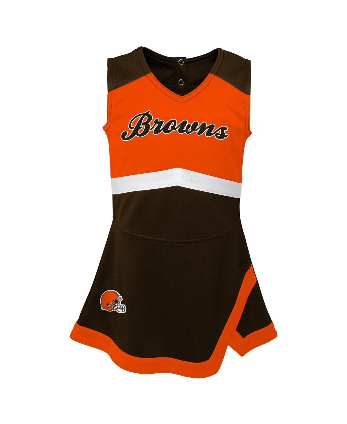 Outerstuff Girls Preschool 2-piece Brown Cleveland Browns Cheer Captain Jumper Dress With Bloomers Set In Brown