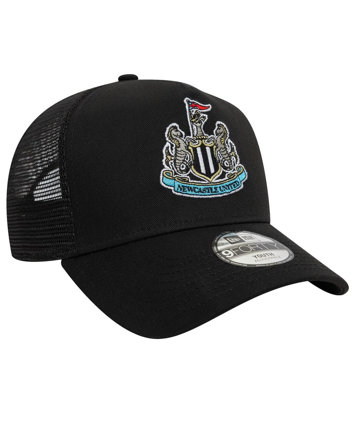 New Era Big Boys And Girls Black Newcastle United Core Trucker Adjustable Hat In Black