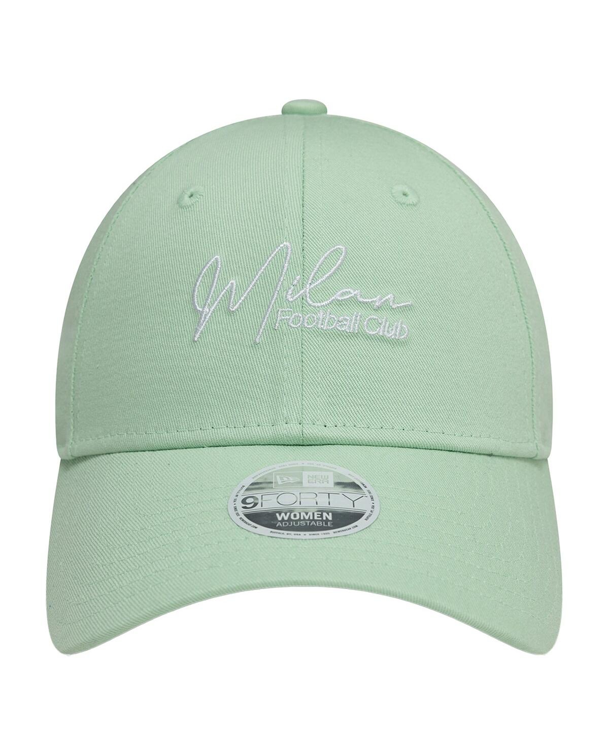 New Era Women's Light Green Ac Milan Script 9forty Adjustable Hat In Green