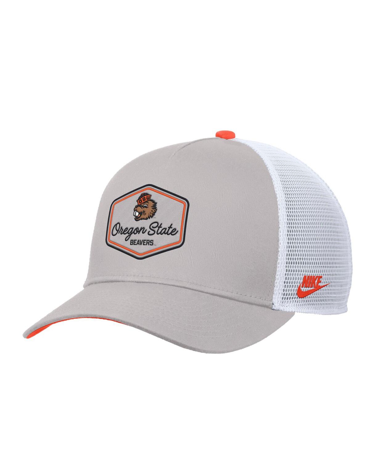 Nike Men's Pewter Oregon State Beavers Rise Vintage Adjustable Trucker Hat In Gray