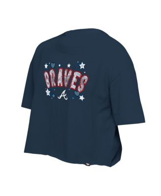 Big Girls Navy Atlanta Braves Flip Sequin Team T-Shirt