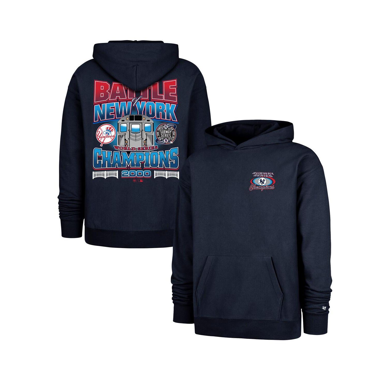 Men's Navy New York Yankees 2000 World Series Champions Showcase Backer Pullover Hoodie