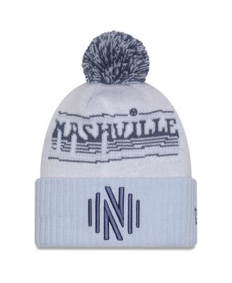 New Era - Men's White Nashville SC 2025 Jersey Hook Cuffed Knit with Pom Hat