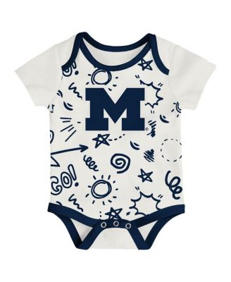 Baby Boys and Girls 3-Pack Michigan Wolverines All Day Play Bodysuit Set