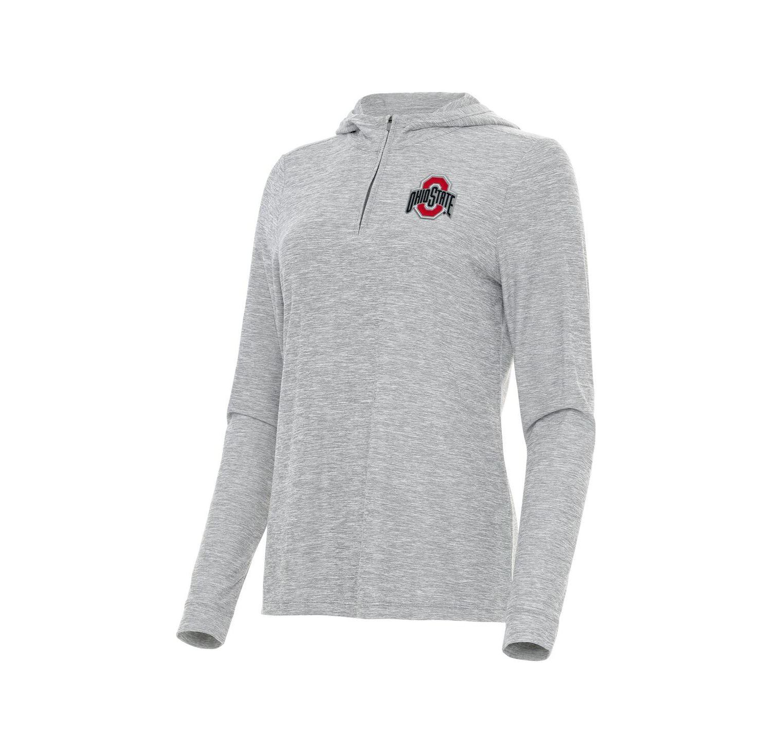 Women's Heather Gray Ohio State Buckeyes Daybreak Quarter-Zip Hoodie