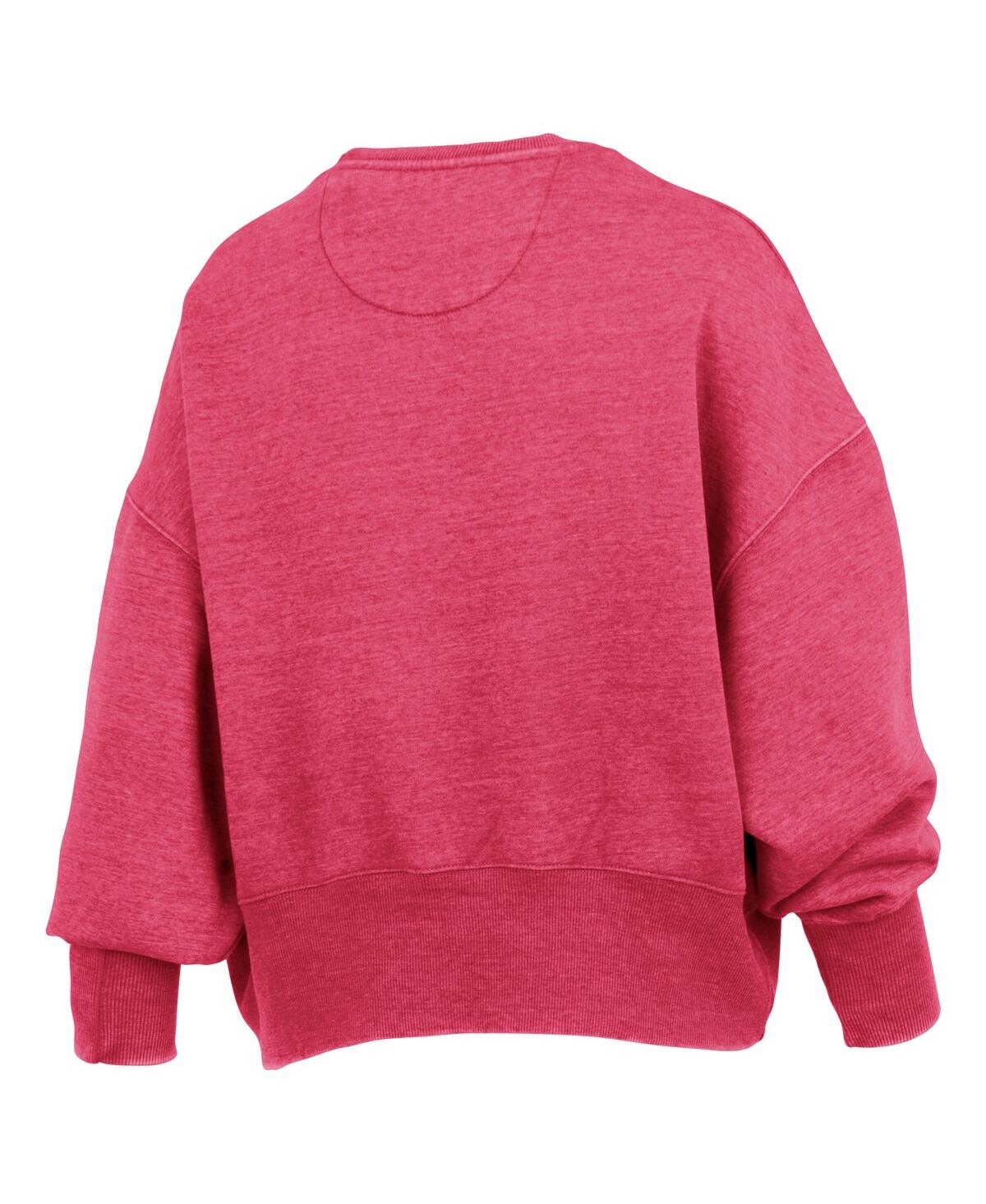 Pressbox Red Georgia Bulldogs Oversized Waist-length Crewneck Sweatshirt In Pink