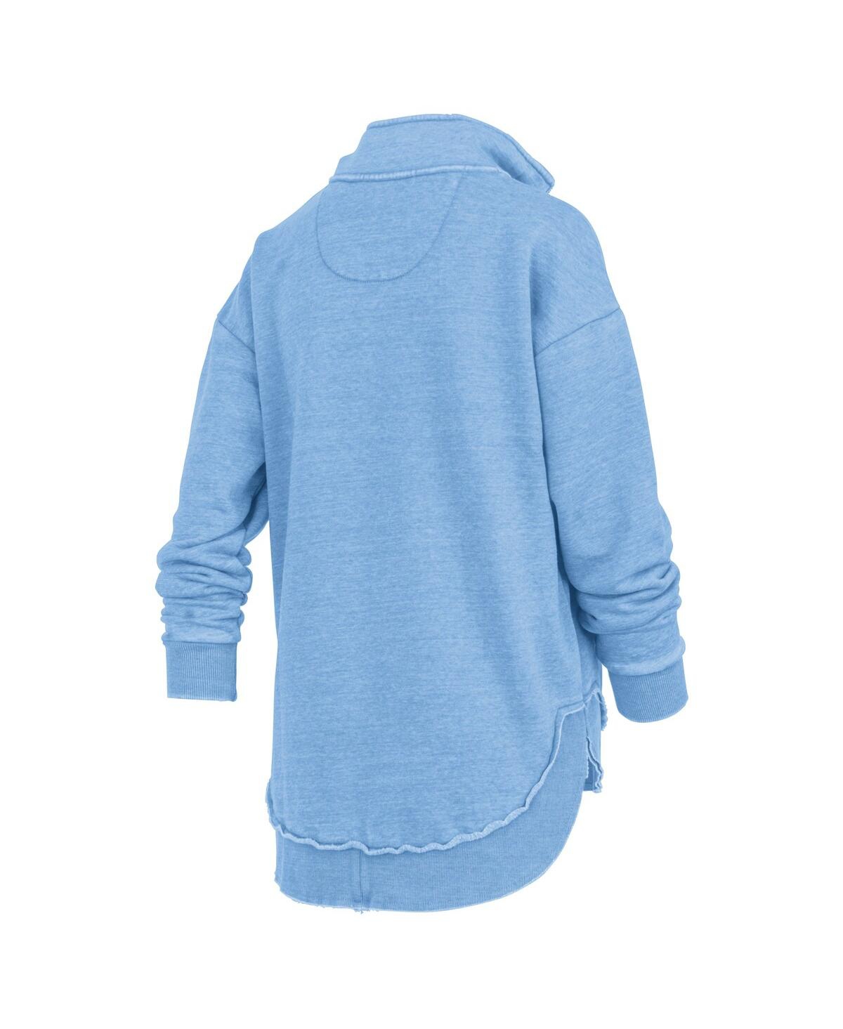 Pressbox Women's Light Blue North Carolina Tar Heels Northfork Sojourn Poncho Quarter-zip Sweatshirt In Blue