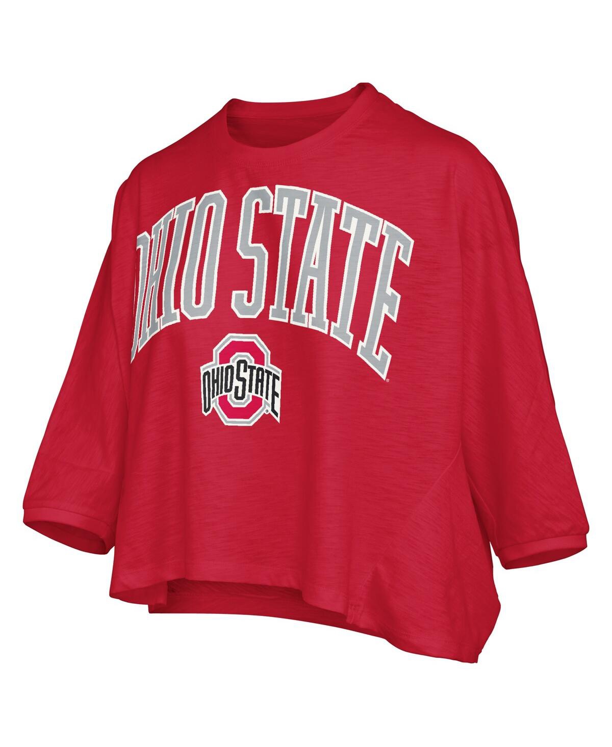Pressbox Scarlet Ohio State Buckeyes Midi Arch Over Logo Oversized T-shirt In Red