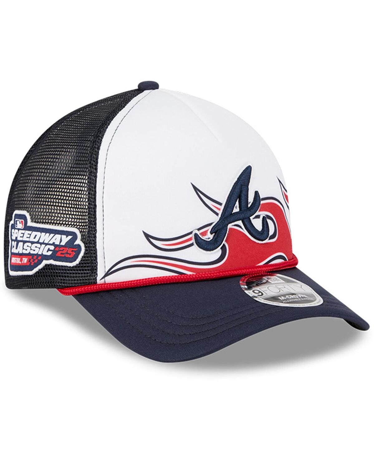 New Era Men's White/navy Atlanta Braves 2025 Mlb Speedway Classic Fashion Pack A-frame 9forty Adjustable Hat In Multi
