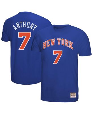 Mitchell & Ness - Men's Carmelo Anthony Royal New York Knicks Hardwood Classics Retro Name Number T-shirt
