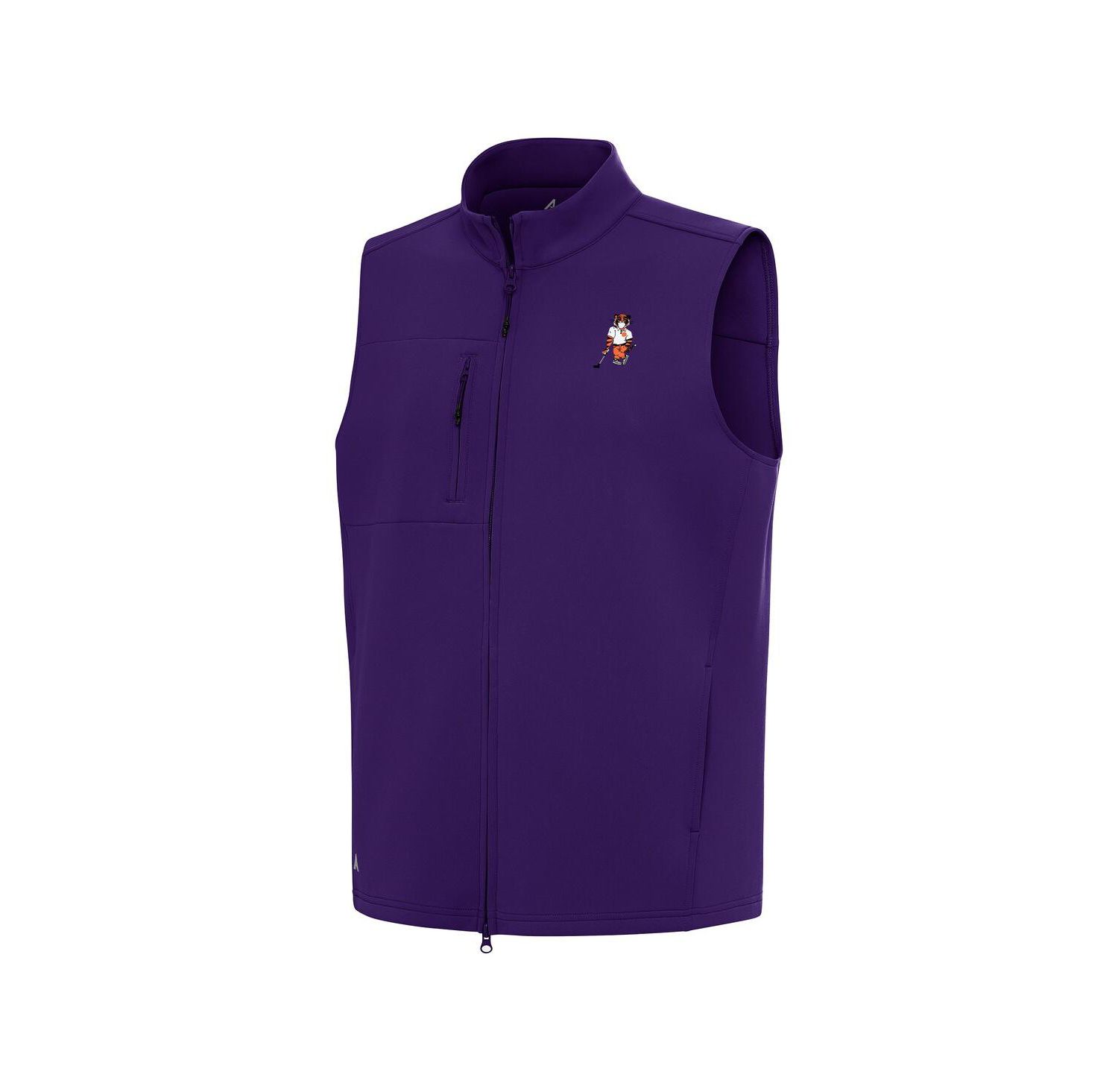 Men's Purple Clemson Standing Tiger Golf Demand Full-Zip Vest