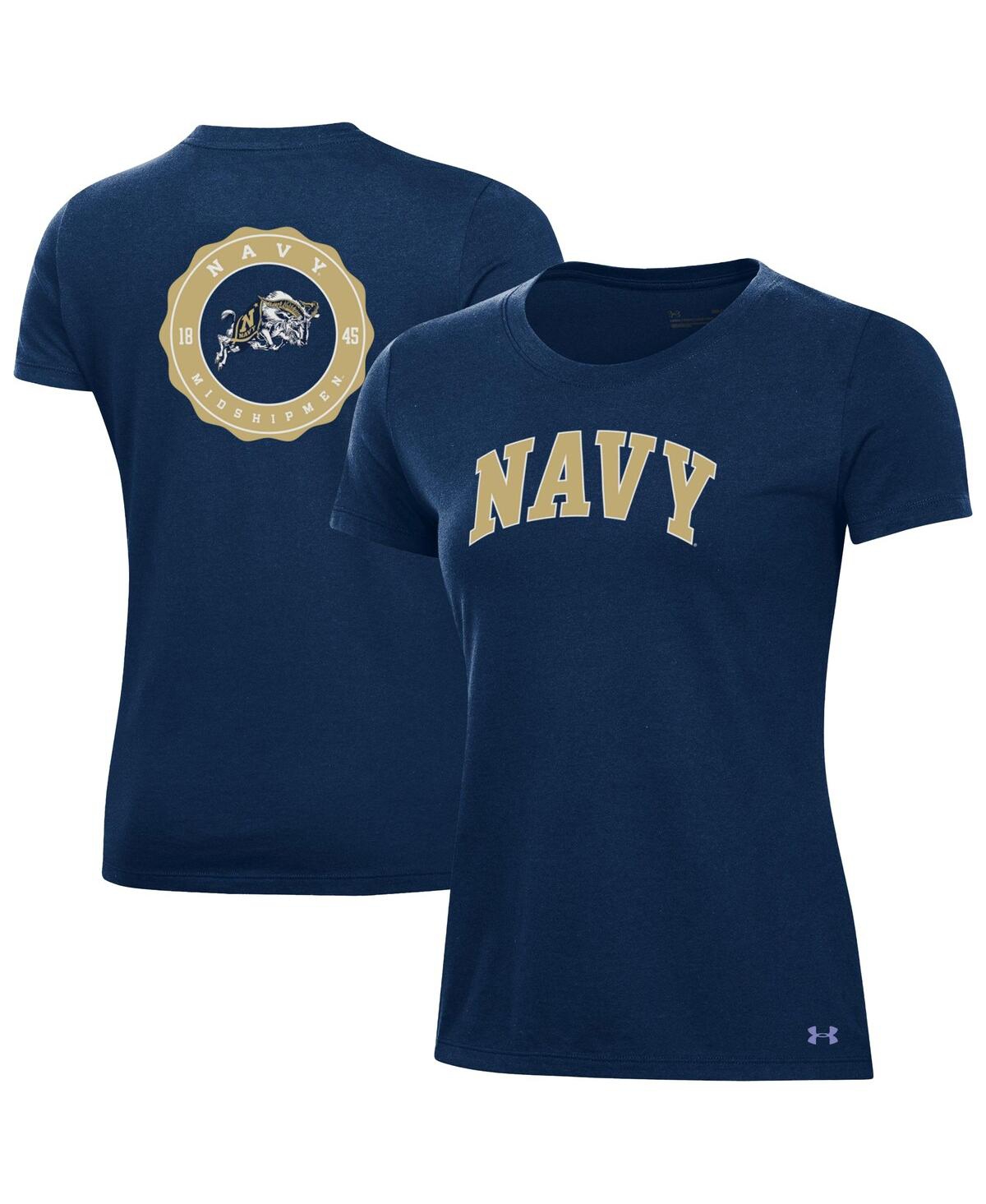 Under Armour Navy Navy Midshipmen Essentials 2-hit Performance T-shirt In Blue