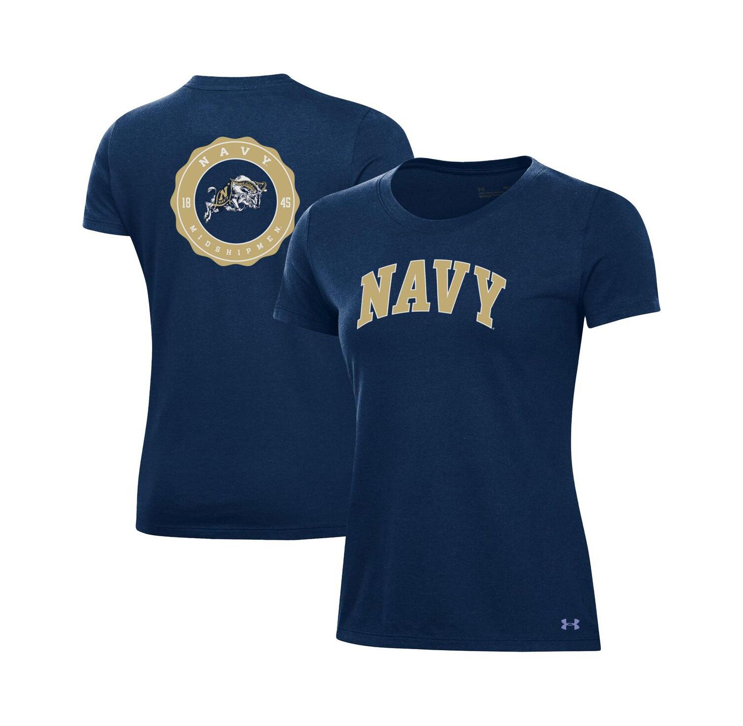 Women's Navy Midshipmen Essentials 2-Hit Performance T-Shirt