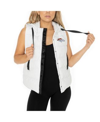 Gameday Couture - Women's White Denver Broncos Hooded Full-Snap Puffer Vest