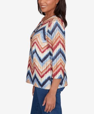 Petite Textured Knit Chevron Top