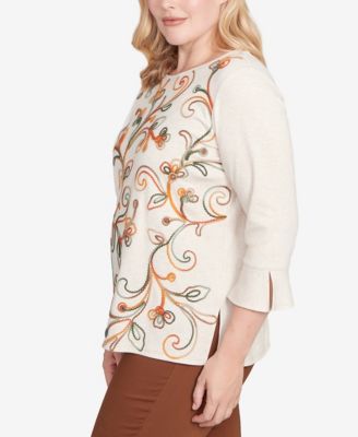 Petite Textured Scroll Knit Top