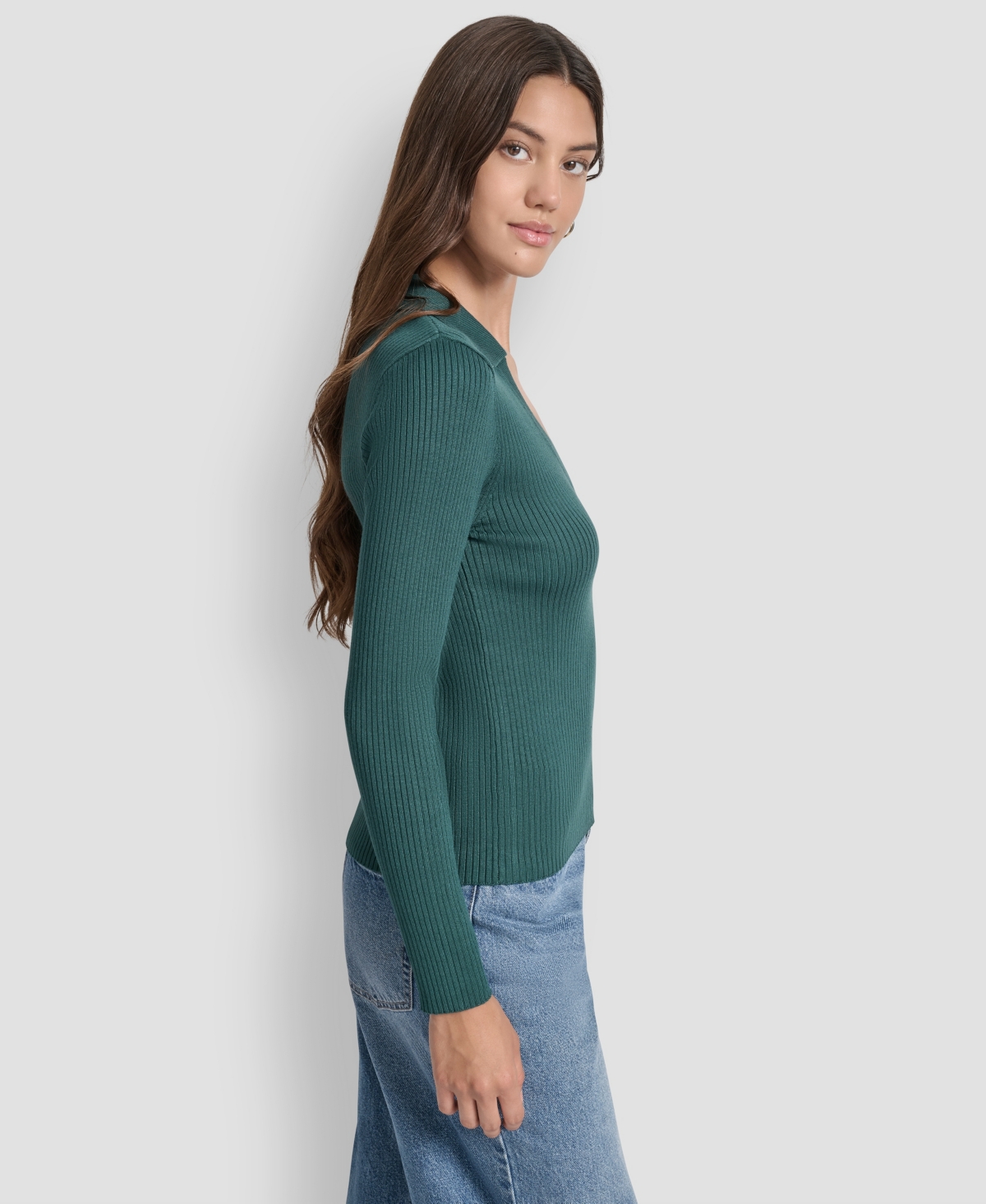 Dkny Jeans Womens Ribbed Long Sleeve Sweater Pxs Xl In Green