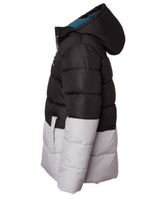 Toddler and Little Boys' Color Blocked Ripstop Puffer Jacket with Beanie