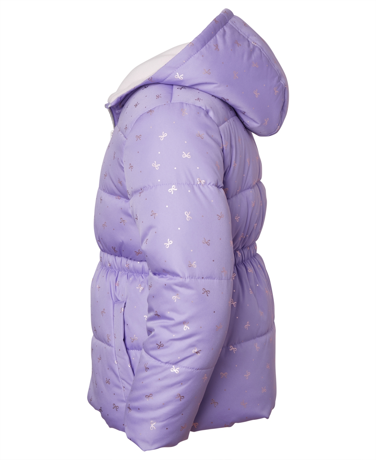 Kensie Girl Toddler And Little Girls Foil Bow Puffer Jacket With Beanie In Purple