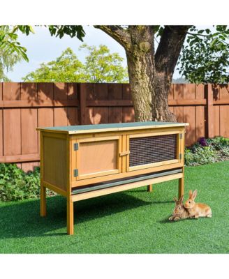 Wooden Rabbit Hutch Bunny Cage with Openable Waterproof Roof