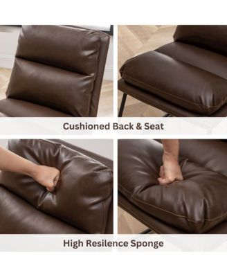 5-Pc. MDF & Rubber Wood Trestle Table Faux Leather Upholstered Round Dining Room Set