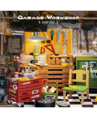 3d Wooden Puzzles DIY Garage Workshop Building Kit, Multicolored, 9.4"5.9"6.7"