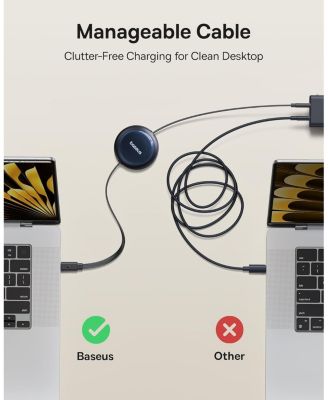 Retractable USB C Cable, 100W 4.9ft USBC to USBC Fast Charging Cable, 6-Stage Length Preset Retractable Type C Charger Cord