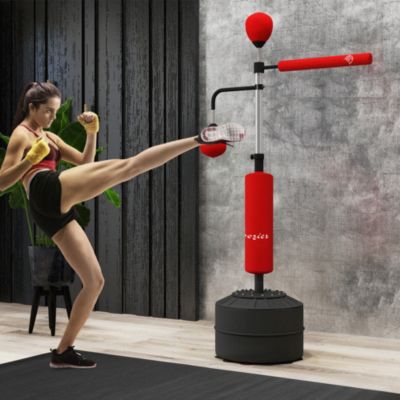 4-in-1 Punching Bag Sd w/ 2 Speedballs, 360° Relax Bar,
