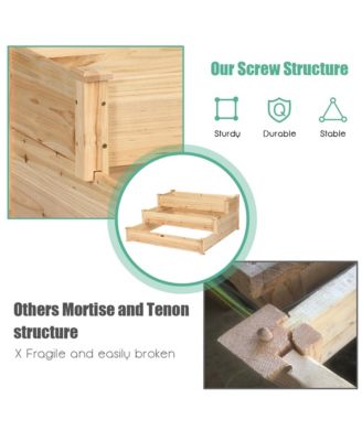Outdoor Garden 3 Tier Wooden Elevated Raised Vegetable Planter Gardening Kit