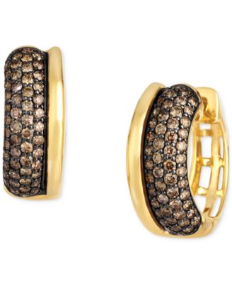 Le Vian - Chocolate Diamond Medium Hoop Earrings (1-1/6 ct. t.w.) in 14k Gold, 0.63"