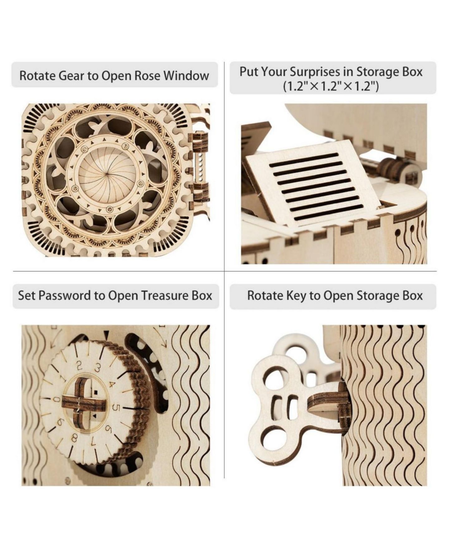 Детские конструкторы Robotime Treasure Box 123-Piece 3D Wooden Puzzle, Ages 14+ — фото 3