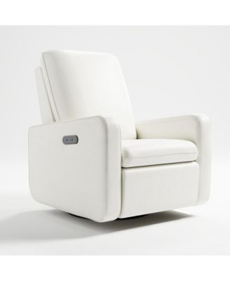Teddi Power Recliner Swivel Glider with USB - Ivory Basketweave