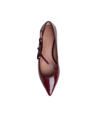 NURI Women's Patent Leather Asymetric Bow Skimmers