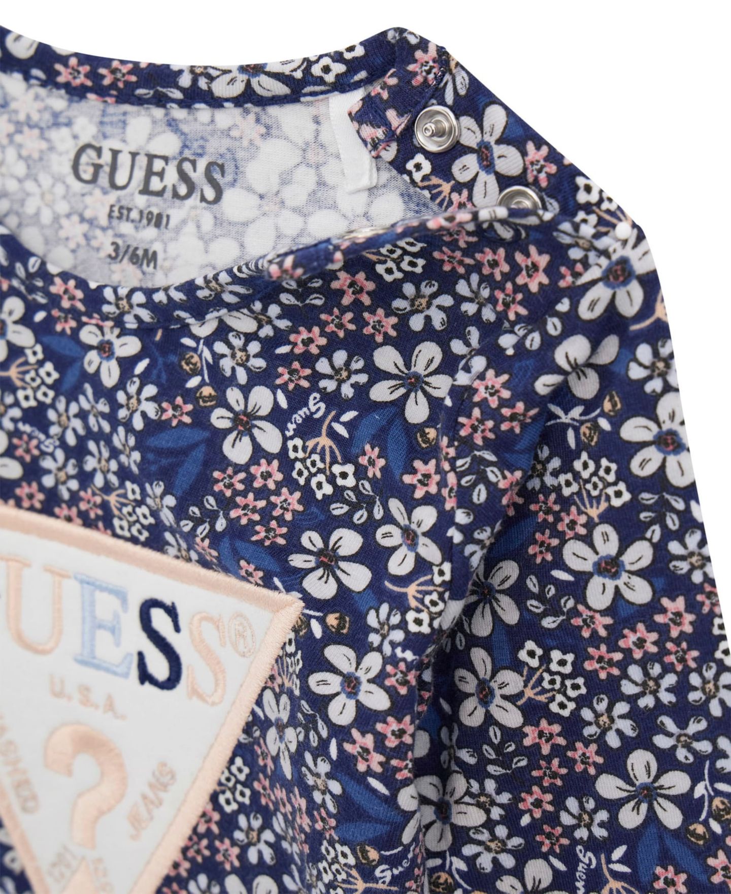 Комплект GUESS Long Sleeve T-Shirt and Knit Denim Pants, 2-Piece Set для девочек-малышей, цвет: Синий — фото 3