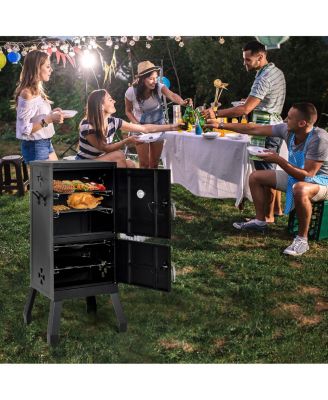 Vertical Charcoal Smoker BBQ Barbecue Grill w/ Temperature Gauge Outdoor